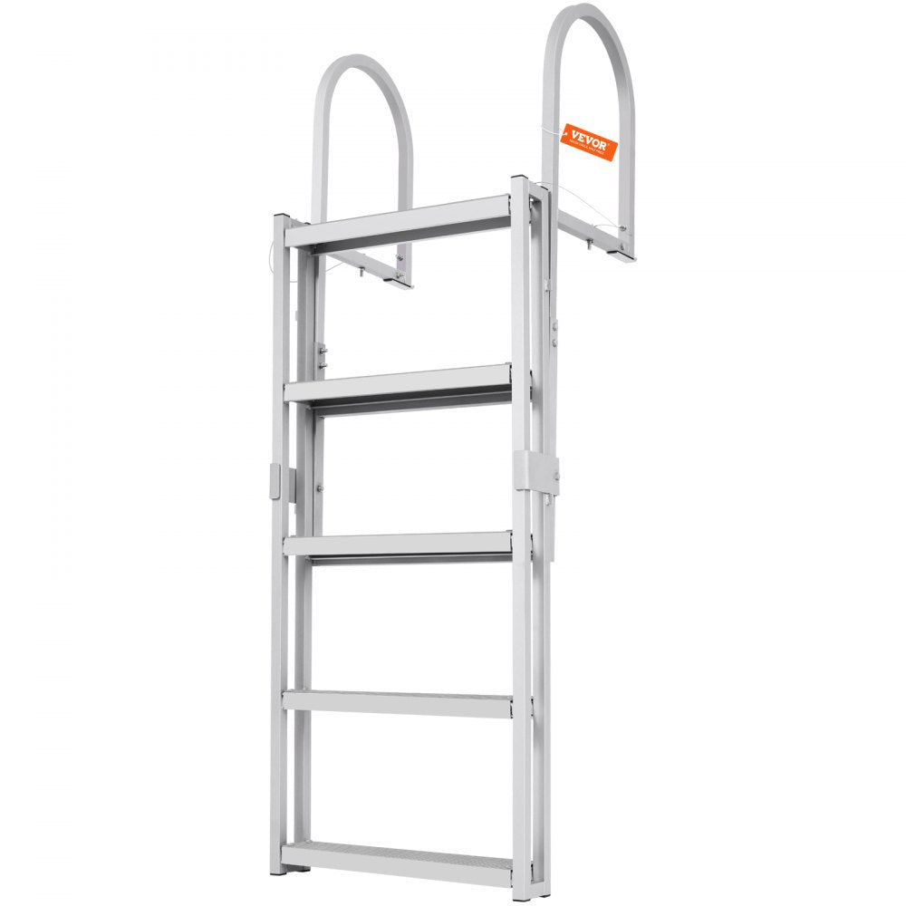 010760662237 - 5-Step Adjustable Dock Ladder: 66.9"-78.9" Aluminum, Non-Slip Steps