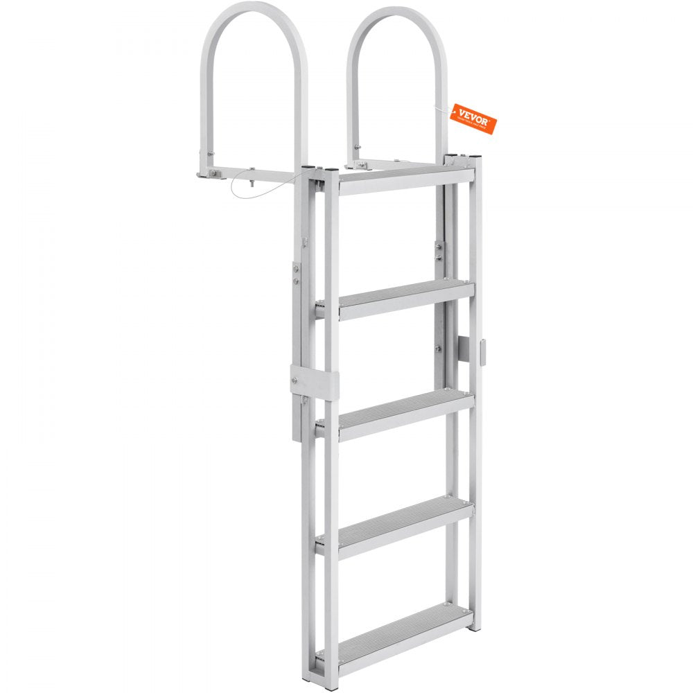 010760662237 - 5-Step Adjustable Dock Ladder: 66.9"-78.9" Aluminum, Non-Slip Steps