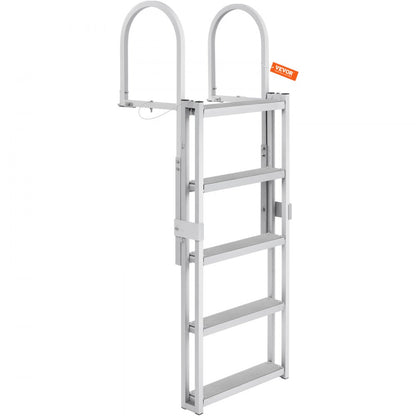 010760662237 - 5-Step Adjustable Dock Ladder: 66.9"-78.9" Aluminum, Non-Slip Steps