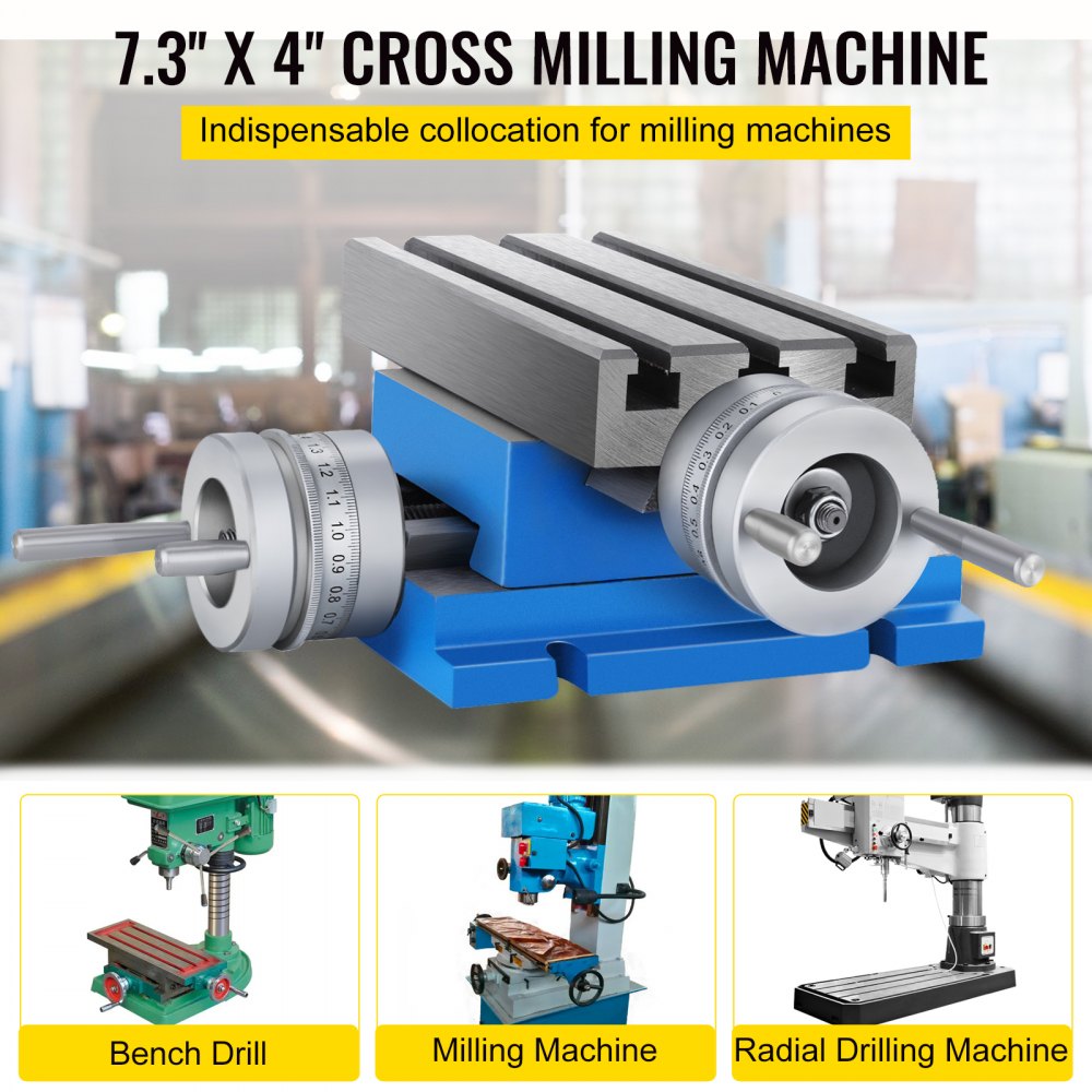 010911031721 - VEVOR 7.3 x 4 Inch Milling Machine Worktable with Crank System