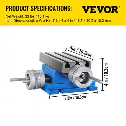 010911031721 - VEVOR 7.3 x 4 Inch Milling Machine Worktable with Crank System
