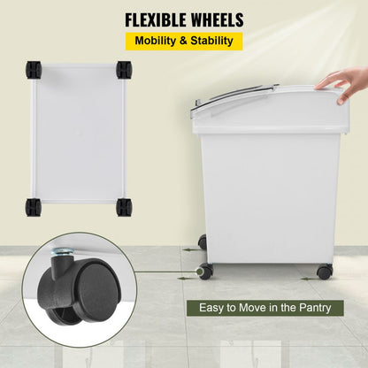 010114210007 - 5.2 Gallon Stackable Food Storage Bin Set on Wheels