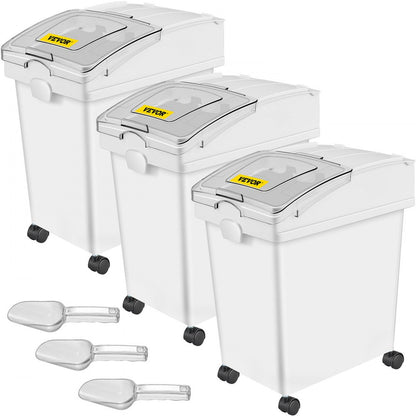 010114210007 - 5.2 Gallon Stackable Food Storage Bin Set on Wheels