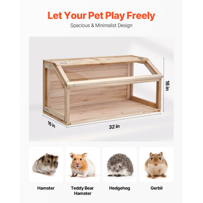 SDHC020S - 32in Wooden Hamster Cage with 3 Transparent Sides