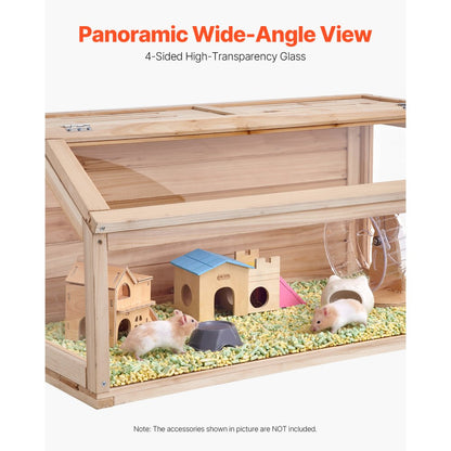 SDHC020S - 32in Wooden Hamster Cage with 3 Transparent Sides
