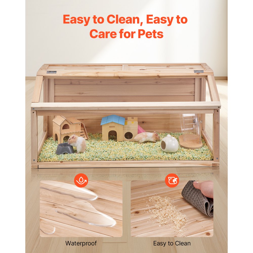 SDHC020S - 32in Wooden Hamster Cage with 3 Transparent Sides