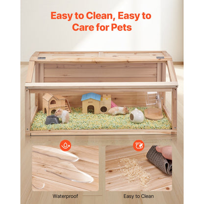 SDHC020S - 32in Wooden Hamster Cage with 3 Transparent Sides