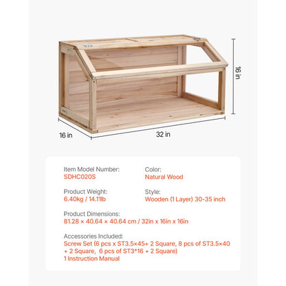 SDHC020S - 32in Wooden Hamster Cage with 3 Transparent Sides
