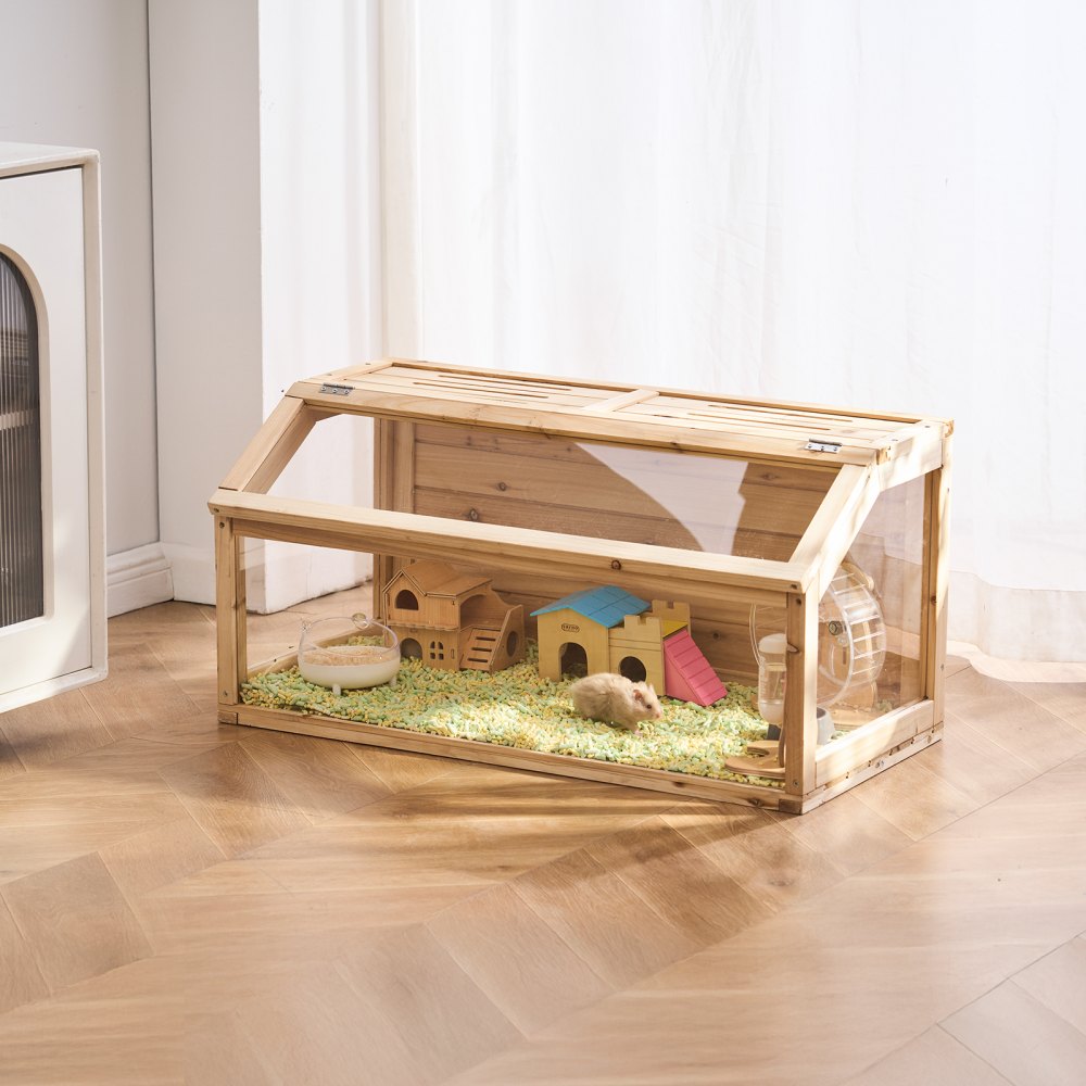 SDHC020S - 32in Wooden Hamster Cage with 3 Transparent Sides