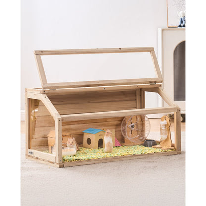 SDHC020S - 32in Wooden Hamster Cage with 3 Transparent Sides