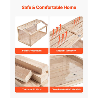 SDHC020M - 40in Wooden Hamster Cage with Transparent Sides & 270° Roof