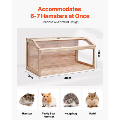 SDHC020M - 40in Wooden Hamster Cage with Transparent Sides & 270° Roof