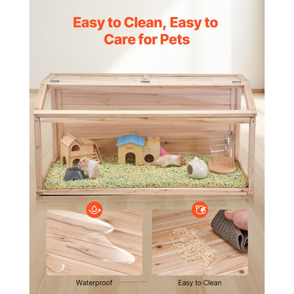 SDHC020M - 40in Wooden Hamster Cage with Transparent Sides & 270° Roof