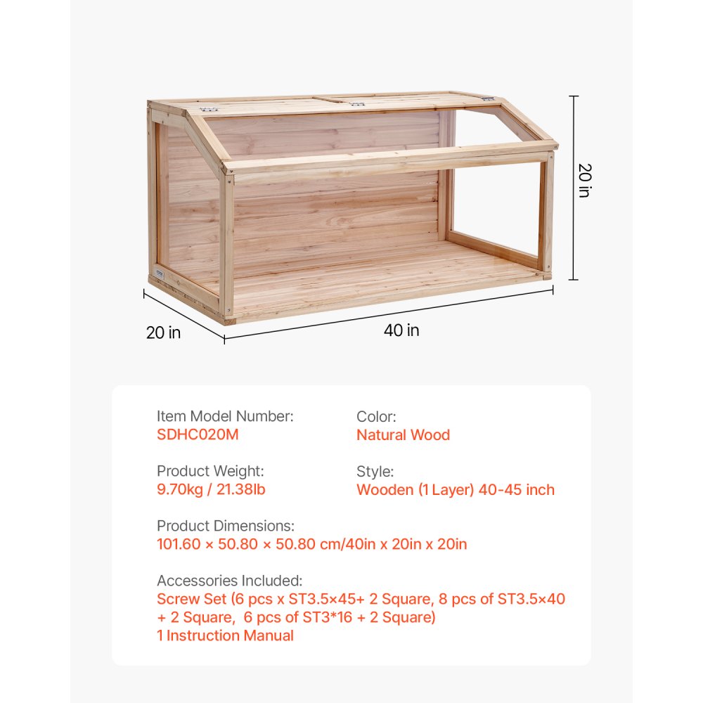 SDHC020M - 40in Wooden Hamster Cage with Transparent Sides & 270° Roof