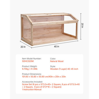SDHC020M - 40in Wooden Hamster Cage with Transparent Sides & 270° Roof