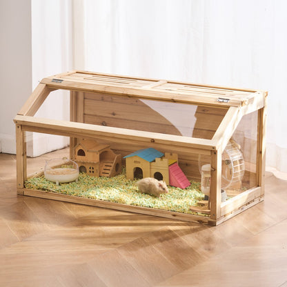 SDHC020M - 40in Wooden Hamster Cage with Transparent Sides & 270° Roof