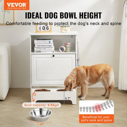 HYP2FS-01 - Elevated Pet Feeding Station with Storage & Anti-Tipping Design
