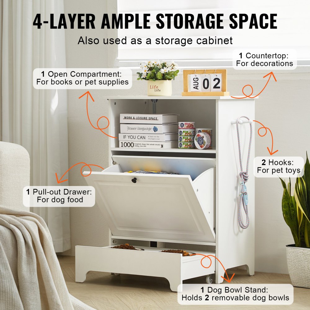 HYP2FS-01 - Elevated Pet Feeding Station with Storage & Anti-Tipping Design