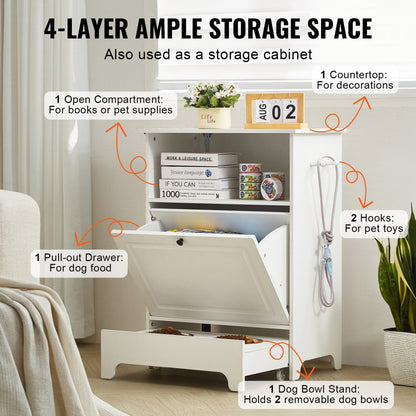 HYP2FS-01 - Elevated Pet Feeding Station with Storage & Anti-Tipping Design