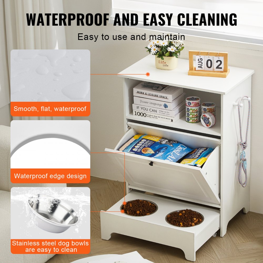 HYP2FS-01 - Elevated Pet Feeding Station with Storage & Anti-Tipping Design