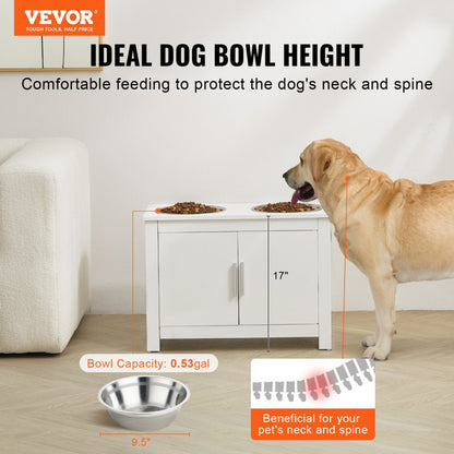 HYP2FS-02 - Modern Raised Dog Bowl Station with Storage Cabinet and Durable Design