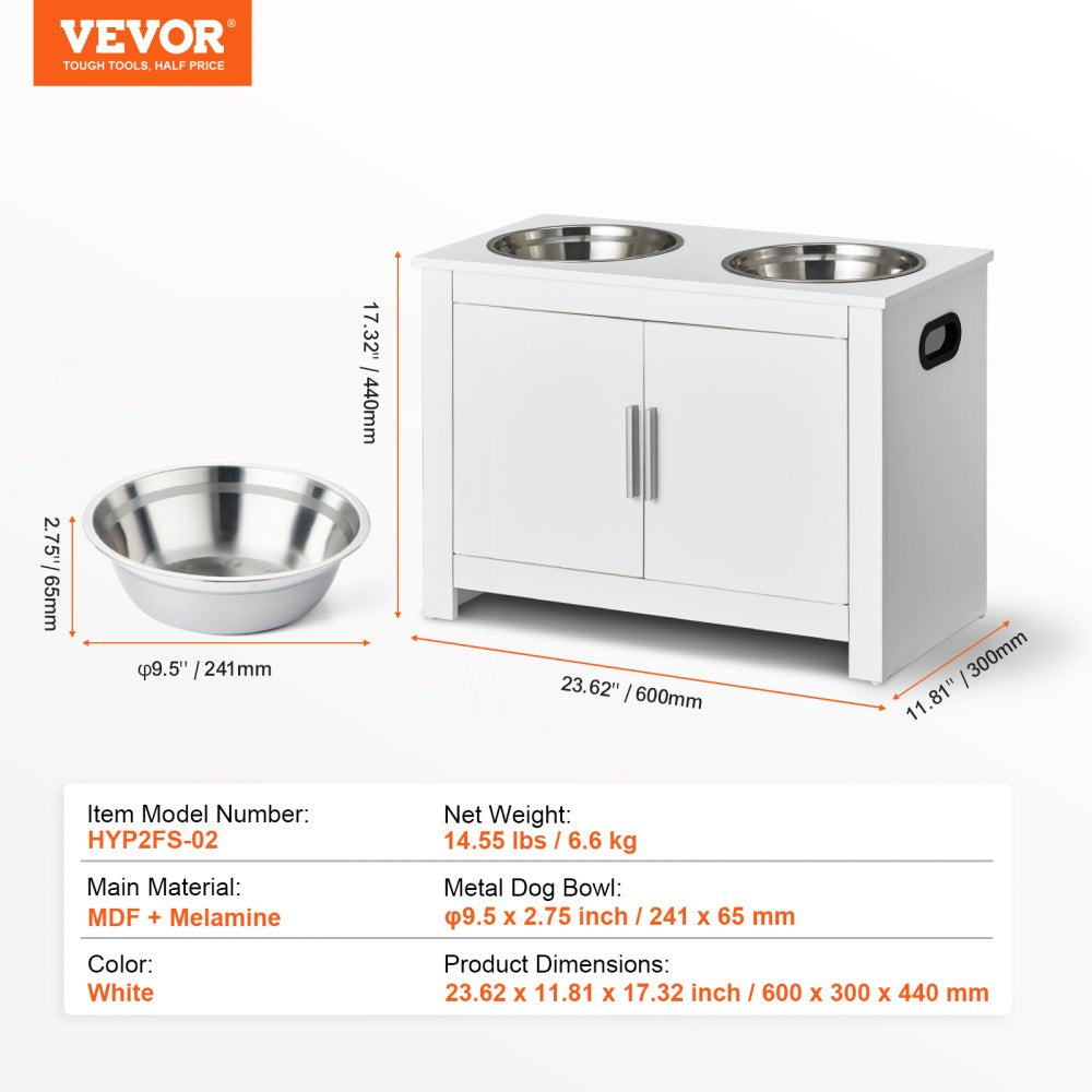 HYP2FS-02 - Modern Raised Dog Bowl Station with Storage Cabinet and Durable Design