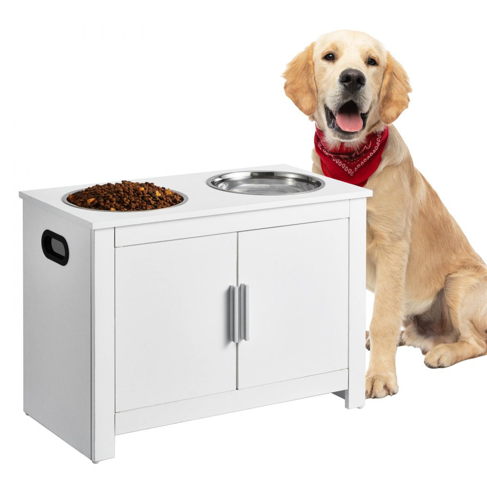 HYP2FS-02 - Modern Raised Dog Bowl Station with Storage Cabinet and Durable Design