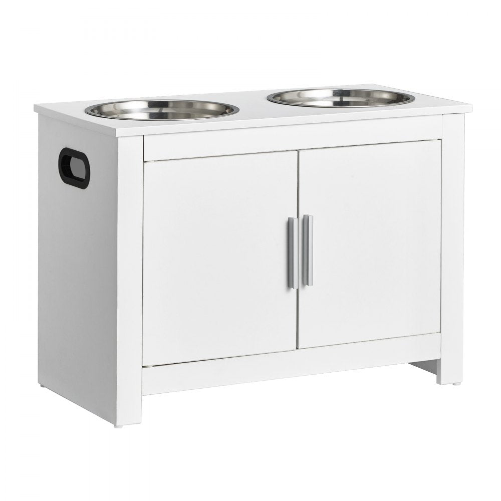 HYP2FS-02 - Modern Raised Dog Bowl Station with Storage Cabinet and Durable Design