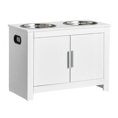 HYP2FS-02 - Modern Raised Dog Bowl Station with Storage Cabinet and Durable Design
