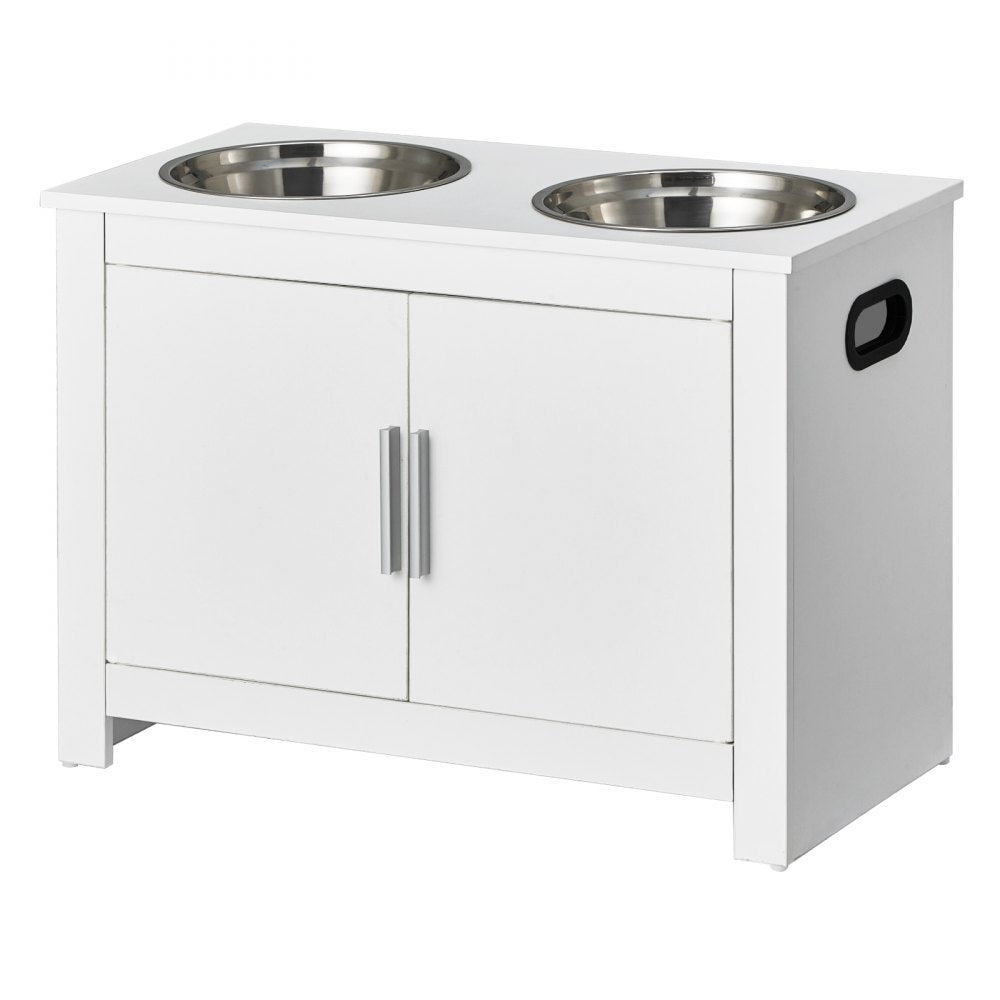 HYP2FS-02 - Modern Raised Dog Bowl Station with Storage Cabinet and Durable Design