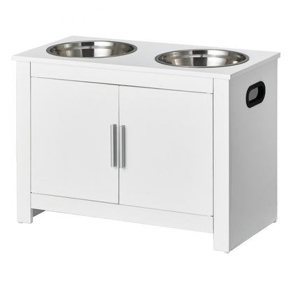 HYP2FS-02 - Modern Raised Dog Bowl Station with Storage Cabinet and Durable Design