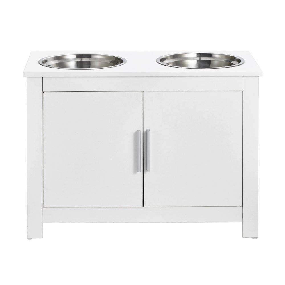 HYP2FS-02 - Modern Raised Dog Bowl Station with Storage Cabinet and Durable Design