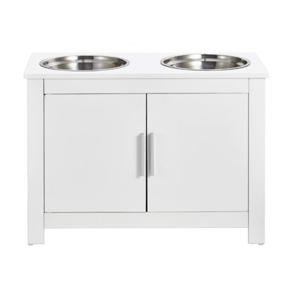 HYP2FS-02 - Modern Raised Dog Bowl Station with Storage Cabinet and Durable Design