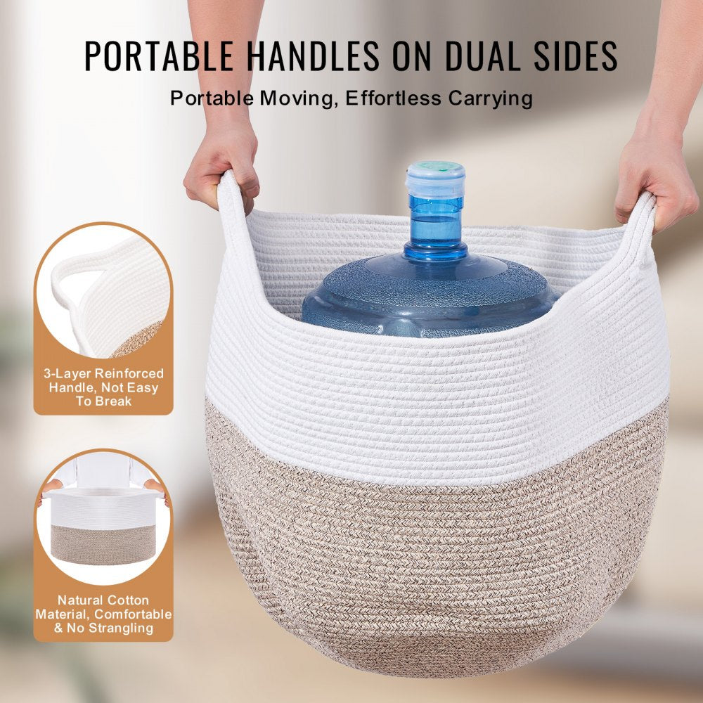AB-020 - 20"x20" Cotton Rope Basket with Durable Handles for Easy Transport