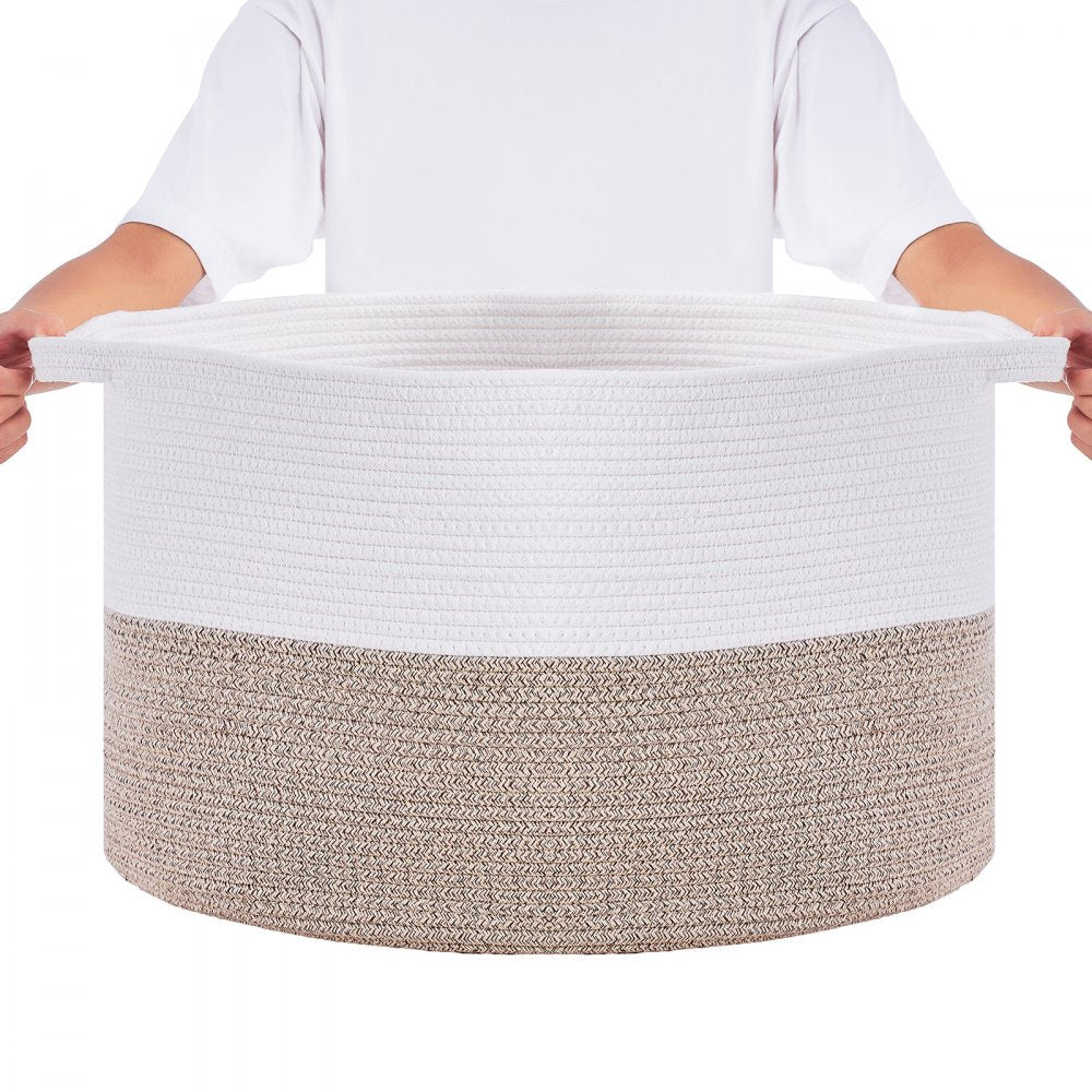 AB-020 - 20"x20" Cotton Rope Basket with Durable Handles for Easy Transport