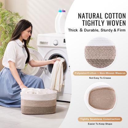 AB-056 - Set of 3 Durable Cotton Rope Baskets for Easy Organizing