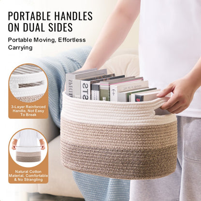 AB-056 - Set of 3 Durable Cotton Rope Baskets for Easy Organizing