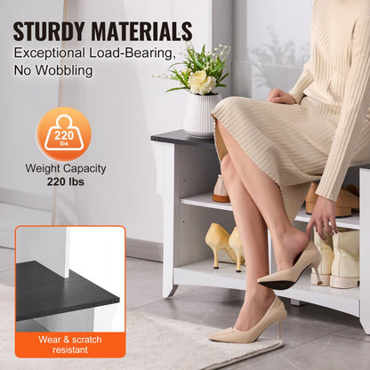 VVSC003 - Stylish Hall Tree Bench with Deep Compartments and Strong Metal Support