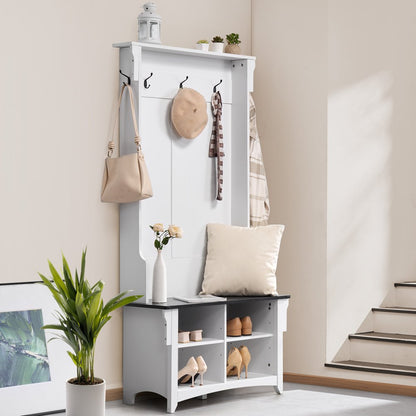 VVSC003 - Stylish Hall Tree Bench with Deep Compartments and Strong Metal Support