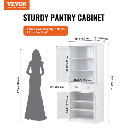 A02D.2058 - 72" Versatile Freestanding Pantry Cabinet with Adjustable Shelves