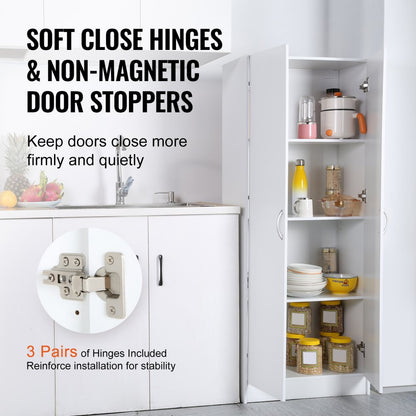 A02D.2056 - 60" Modern White Pantry Cabinet with Adjustable Shelves
