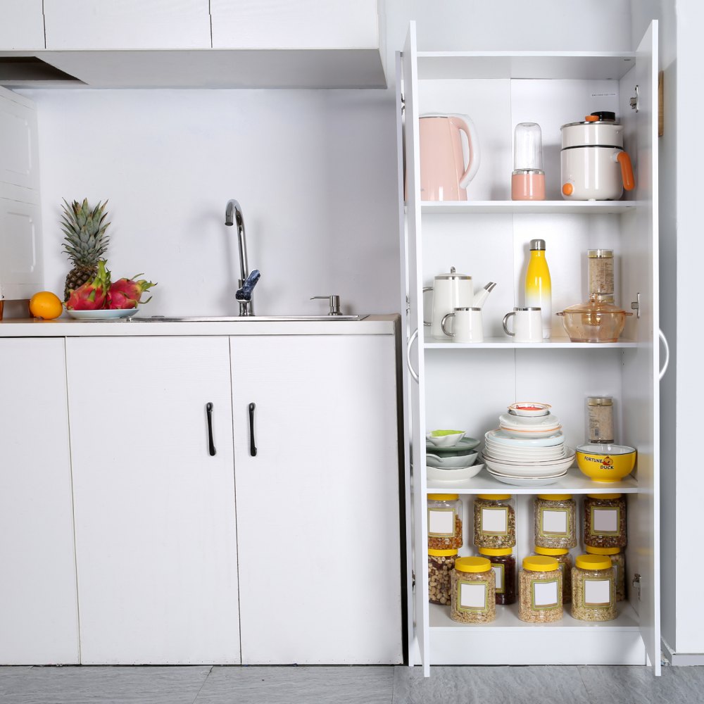 A02D.2056 - 60" Modern White Pantry Cabinet with Adjustable Shelves