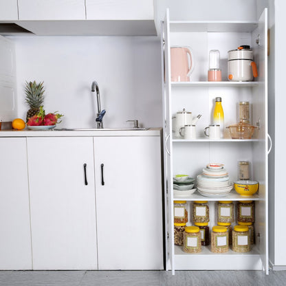 A02D.2056 - 60" Modern White Pantry Cabinet with Adjustable Shelves
