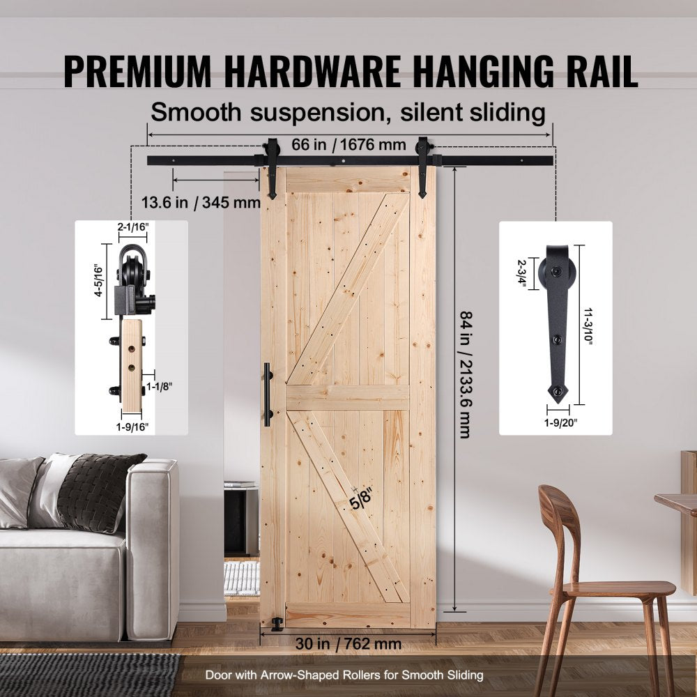 30AK - 30" Spruce Barn Door Hardware Kit for Easy Installation