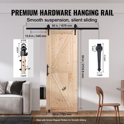 30AK - 30" Spruce Barn Door Hardware Kit for Easy Installation