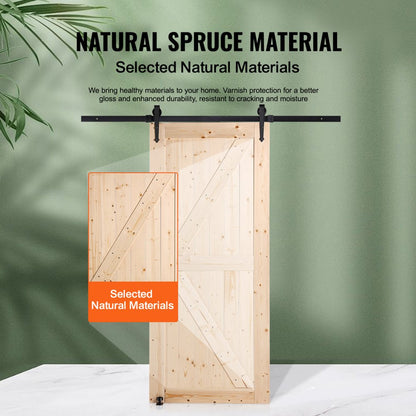 36AK - 36" x 84" Spruce Barn Door Kit with Smooth Sliding Mechanism
