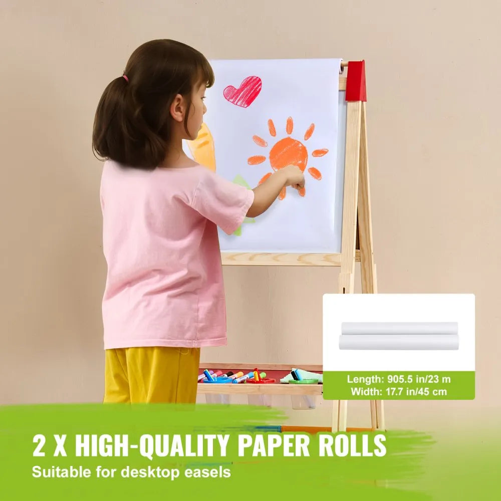 AC781011A - 32PC Kids' Creative Easel Set with Chalk, Markers & Paper Rolls