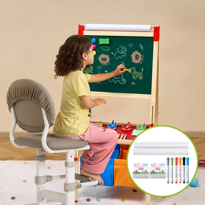 AC781011A - 32PC Kids' Creative Easel Set with Chalk, Markers & Paper Rolls