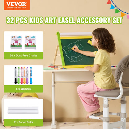AC781306A - 32PC VEVOR Easel Set with Chalk, Markers & Paper Rolls