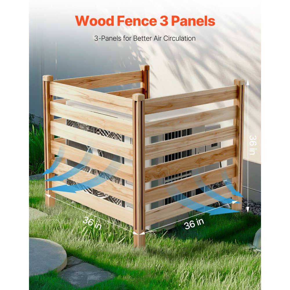 DUSGD2420 - Customizable Solid Wood Privacy Fence for Air Conditioners, 36" x 36"